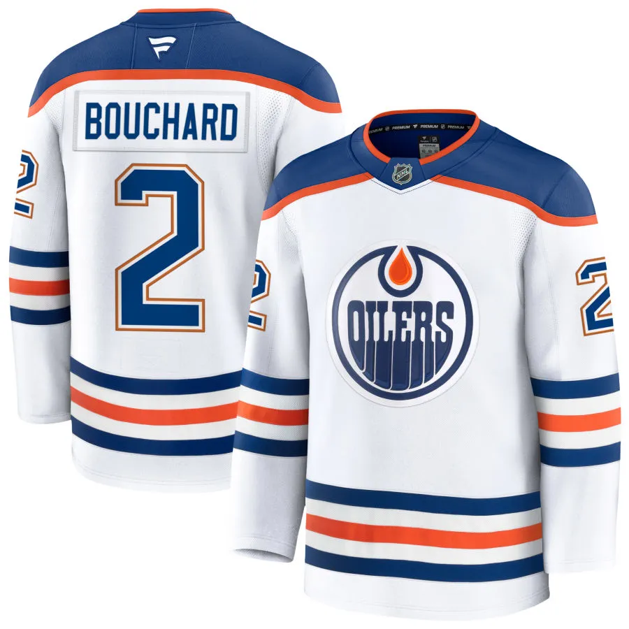 Men's Edmonton Oilers #2 Evan Bouchard Fanatics Away White Jersey